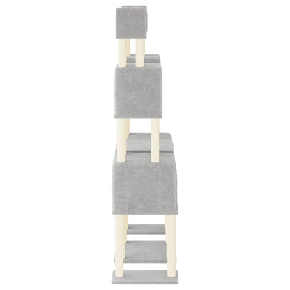 Albero per Gatti con Tiragraffi in Sisal Grigio Chiaro 199 cm - homemem39