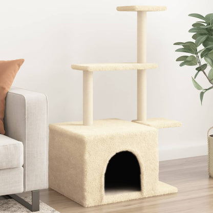 Albero per Gatti con Tiragraffi in Sisal Crema 110 cm - homemem39