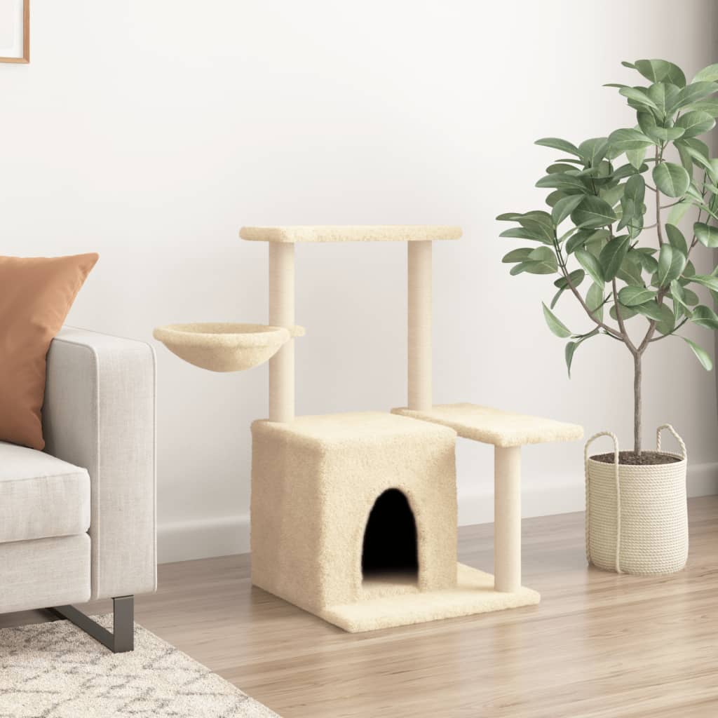 Albero per Gatti con Tiragraffi in Sisal Crema 83 cm - homemem39