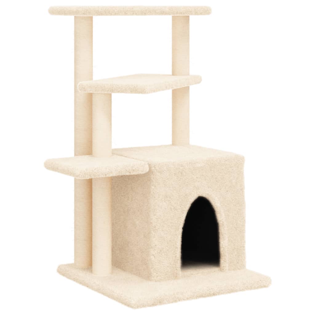 Albero per Gatti con Tiragraffi in Sisal Crema 83,5 cm - homemem39