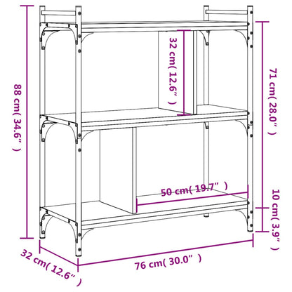 Libreria Rovere Fumo 3 Ripiani 76x32x88 cm Legno Multistrato - homemem39