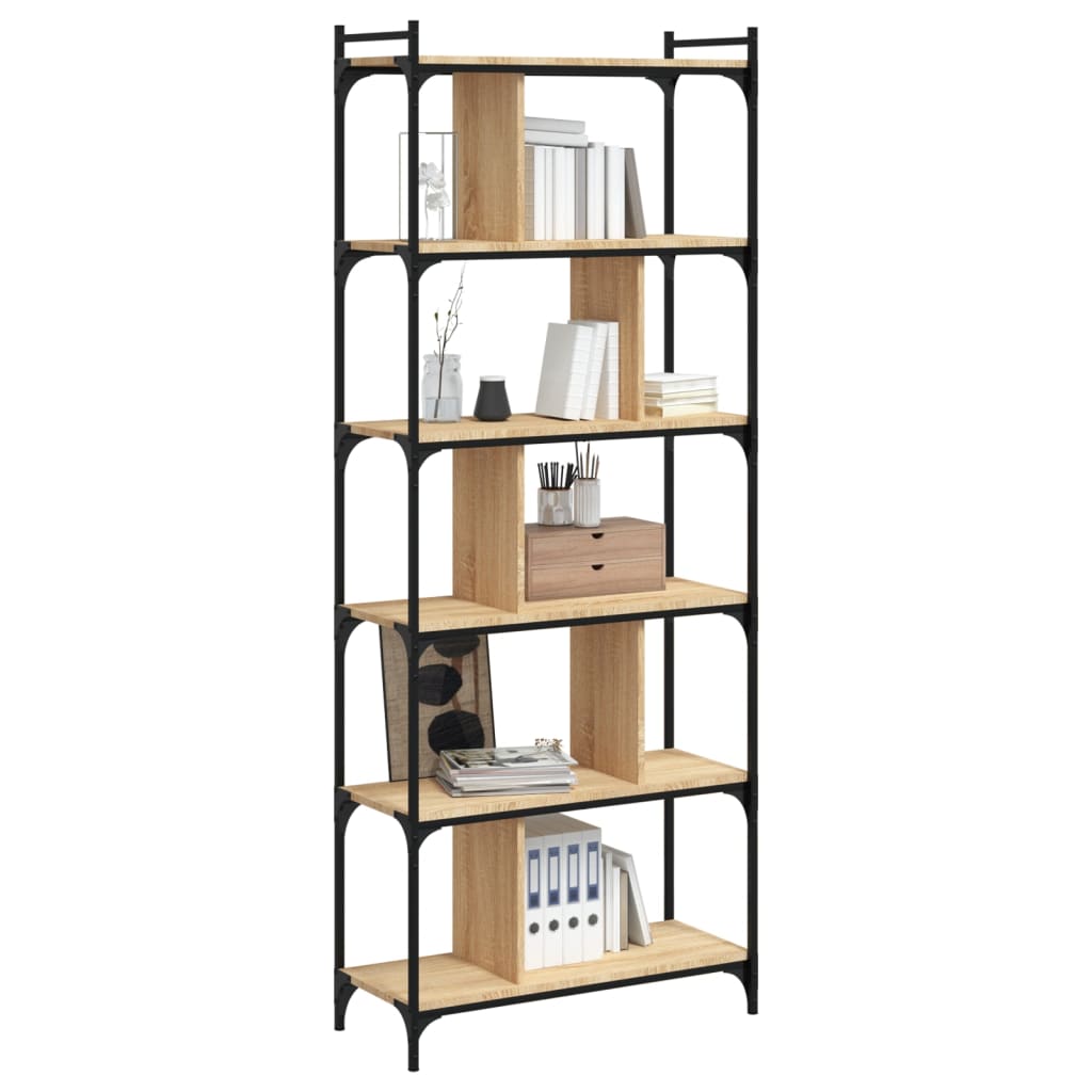 Libreria Rovere Sonoma 6 Ripiani 76x32x192 cm Legno Multistrato - homemem39