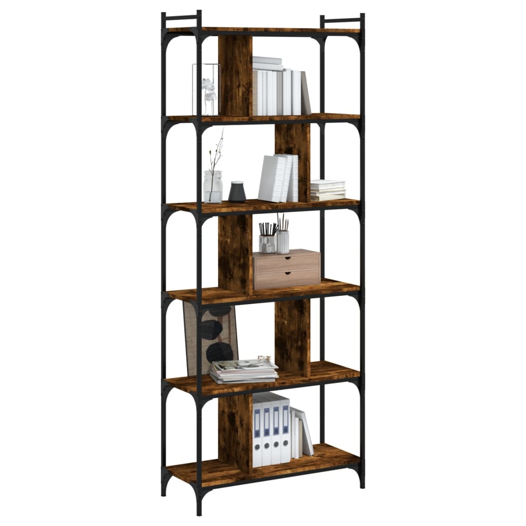 Libreria Rovere Fumo 6 Ripiani 76x32x192 cm Legno Multistrato - homemem39