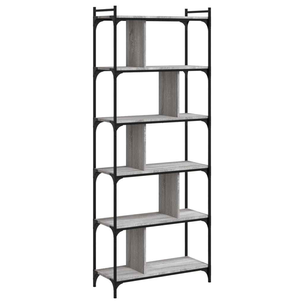 Libreria Grigio Sonoma 6 Ripiani 76x32x192 cm Legno Multistrato - homemem39