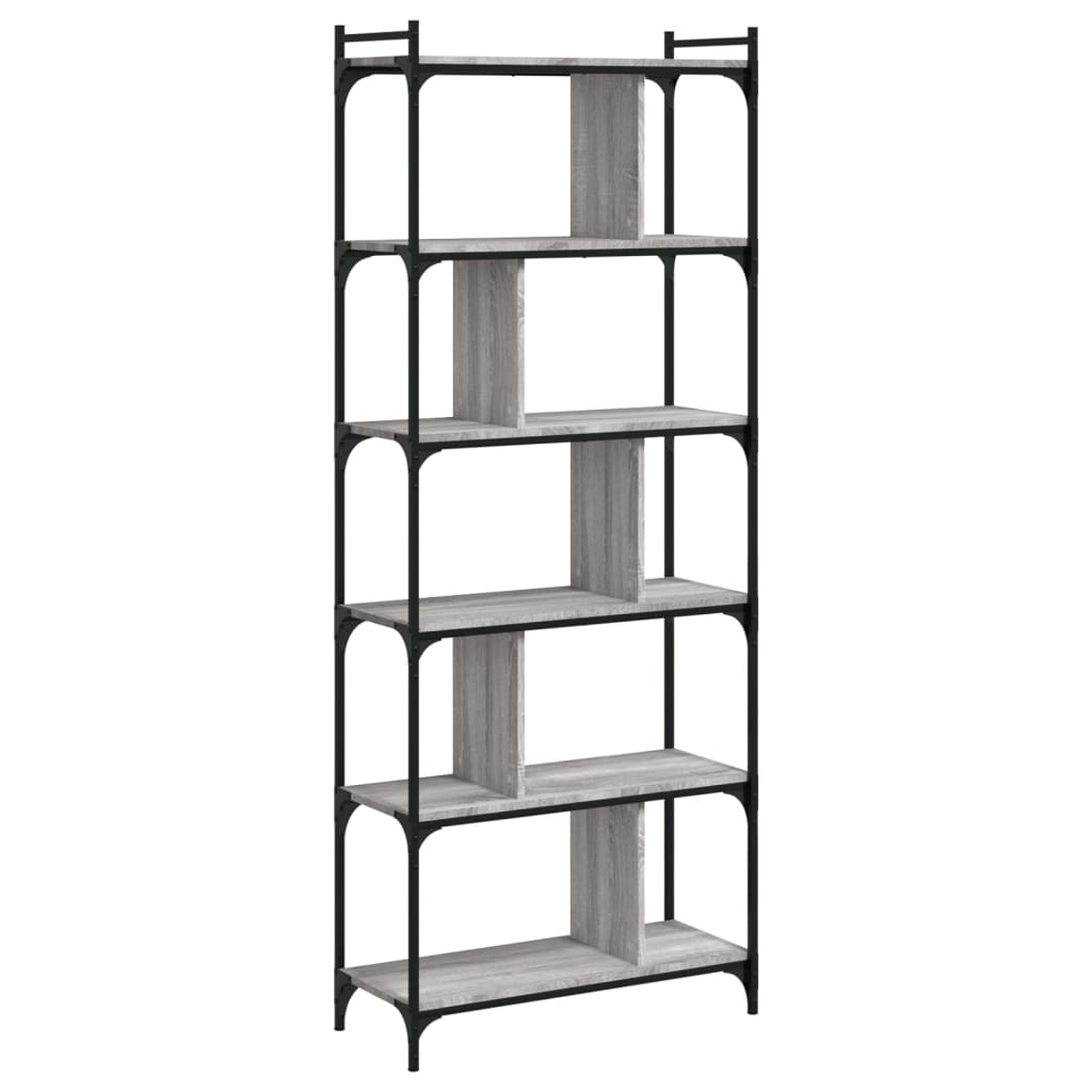 Libreria Grigio Sonoma 6 Ripiani 76x32x192 cm Legno Multistrato - homemem39