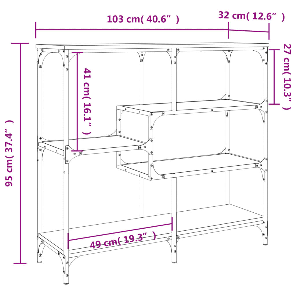 Tavolo Consolle Rovere Sonoma 103x32x95 cm in Legno Multistrato - homemem39