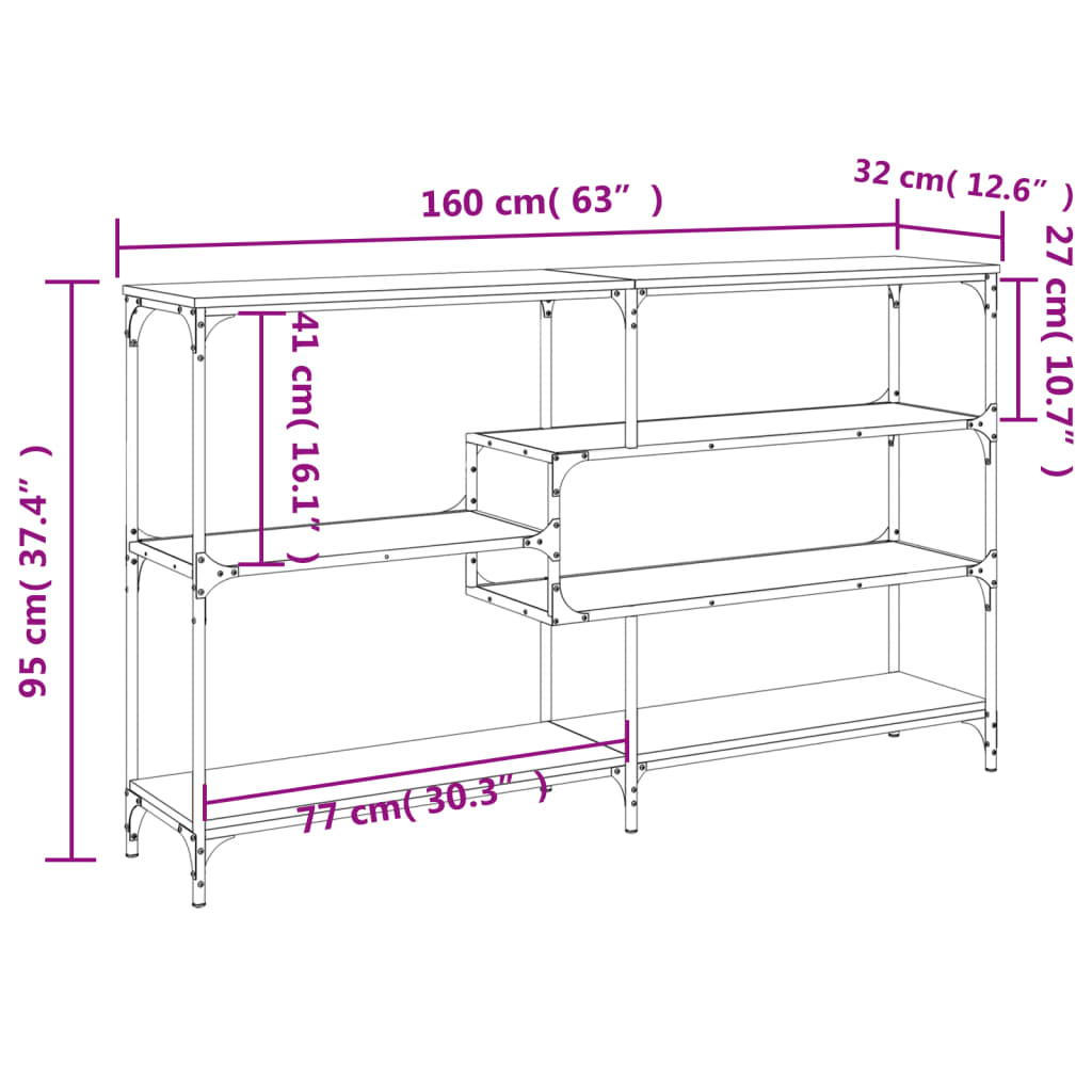 Tavolo Consolle Rovere Sonoma 160x32x95 cm in Legno Multistrato - homemem39