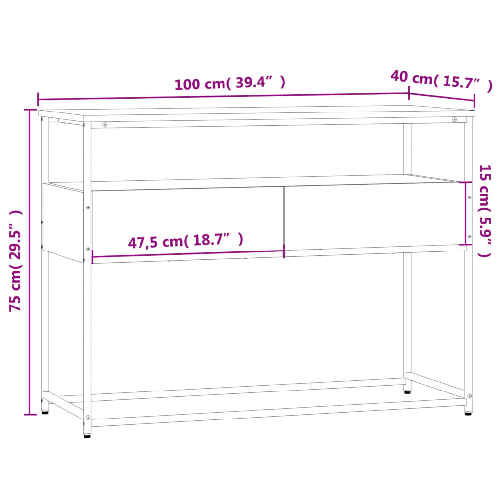 Tavolino Consolle Grigio Sonoma 100x40x75cm Legno Multistrato - homemem39