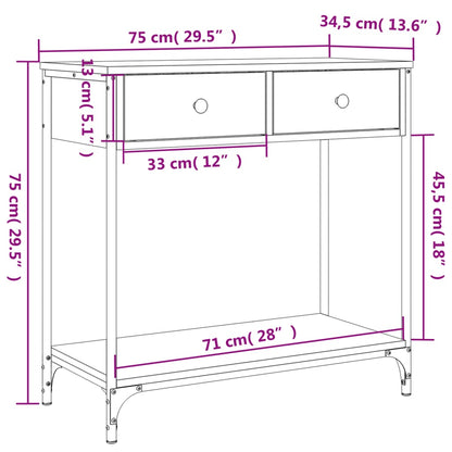 Tavolino Consolle Rovere Fumo 75x34,5x75cm Legno Multistrato - homemem39