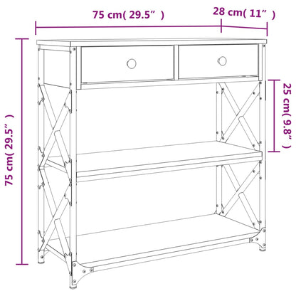 Tavolino Consolle Rovere Fumo 75x28x75 cm in Legno Multistrato - homemem39