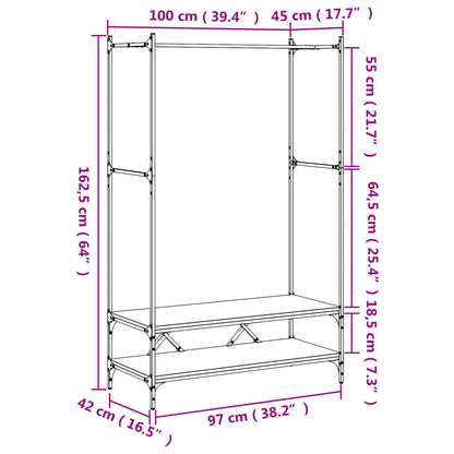 Appendiabiti con Scaffali Rovere Fumo in Legno Multistrato - homemem39