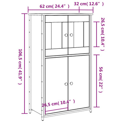 Credenza Nera 62x32x106,5 cm in Legno Multistrato - homemem39