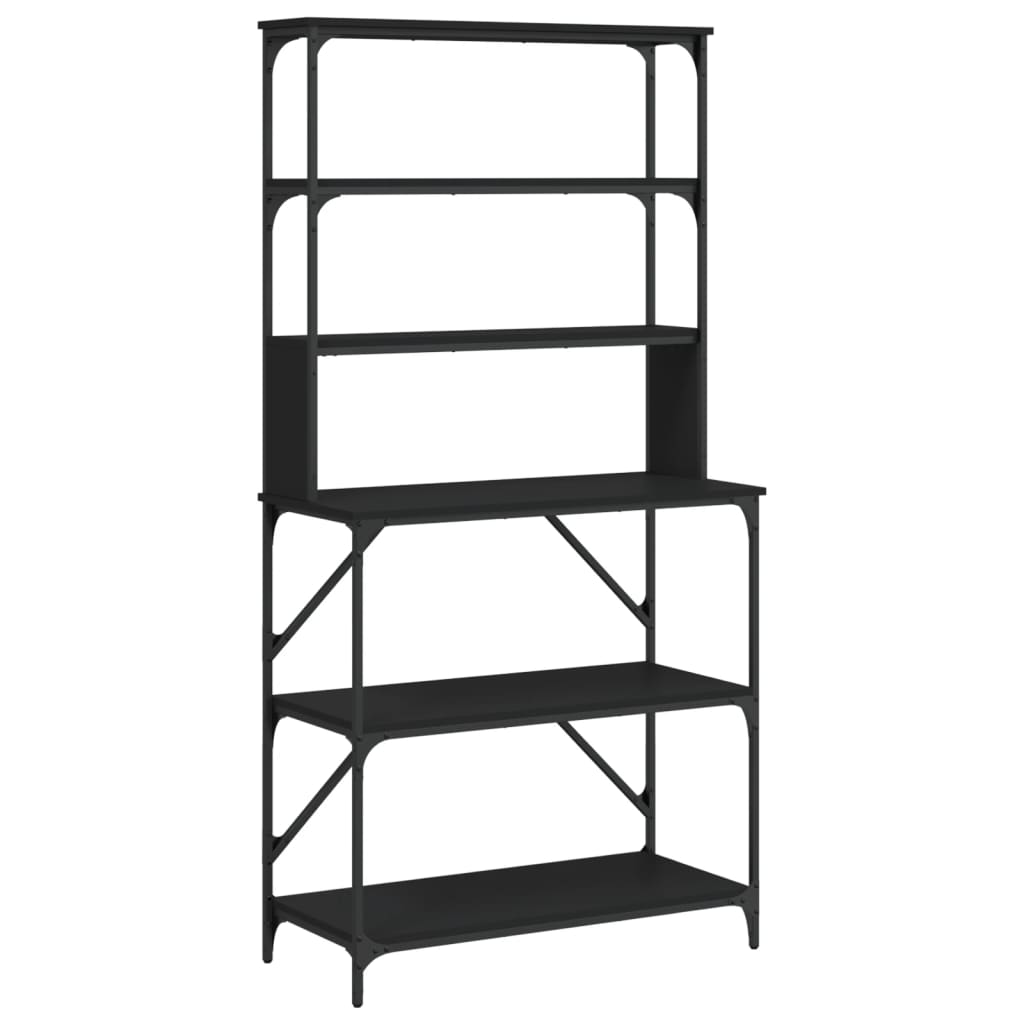 Scaffale da Cucina 6 Ripiani Nero 90x40x180cm Legno Multistrato - homemem39