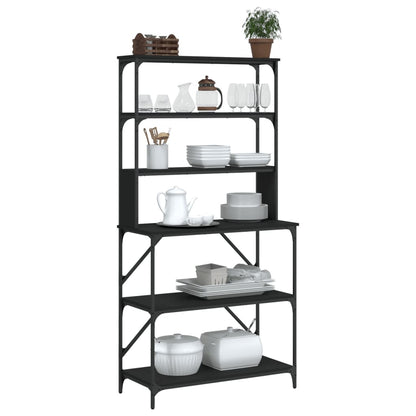 Scaffale da Cucina 6 Ripiani Nero 90x40x180cm Legno Multistrato - homemem39