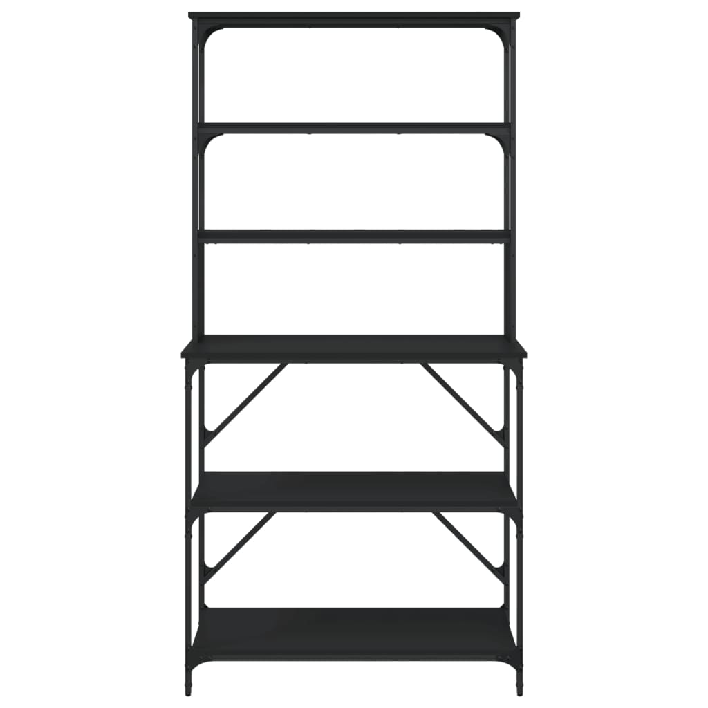 Scaffale da Cucina 6 Ripiani Nero 90x40x180cm Legno Multistrato - homemem39