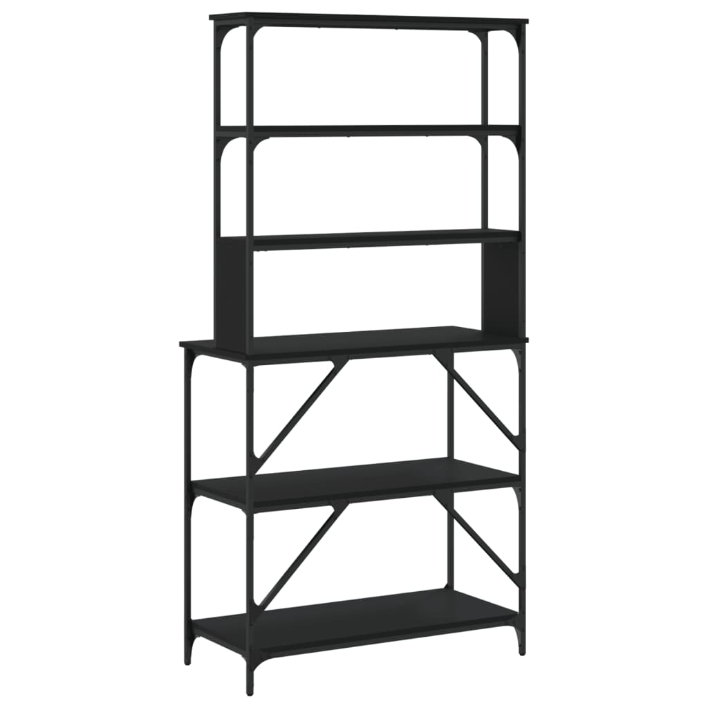 Scaffale da Cucina 6 Ripiani Nero 90x40x180cm Legno Multistrato - homemem39