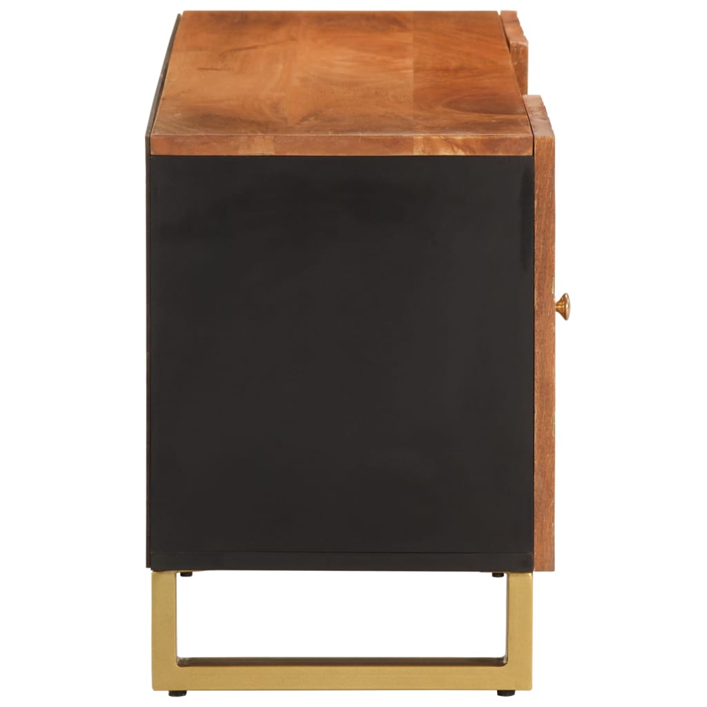 Mobile Porta TV Marrone e Nero 105x33,5x46 cm in Legno di Mango - homemem39