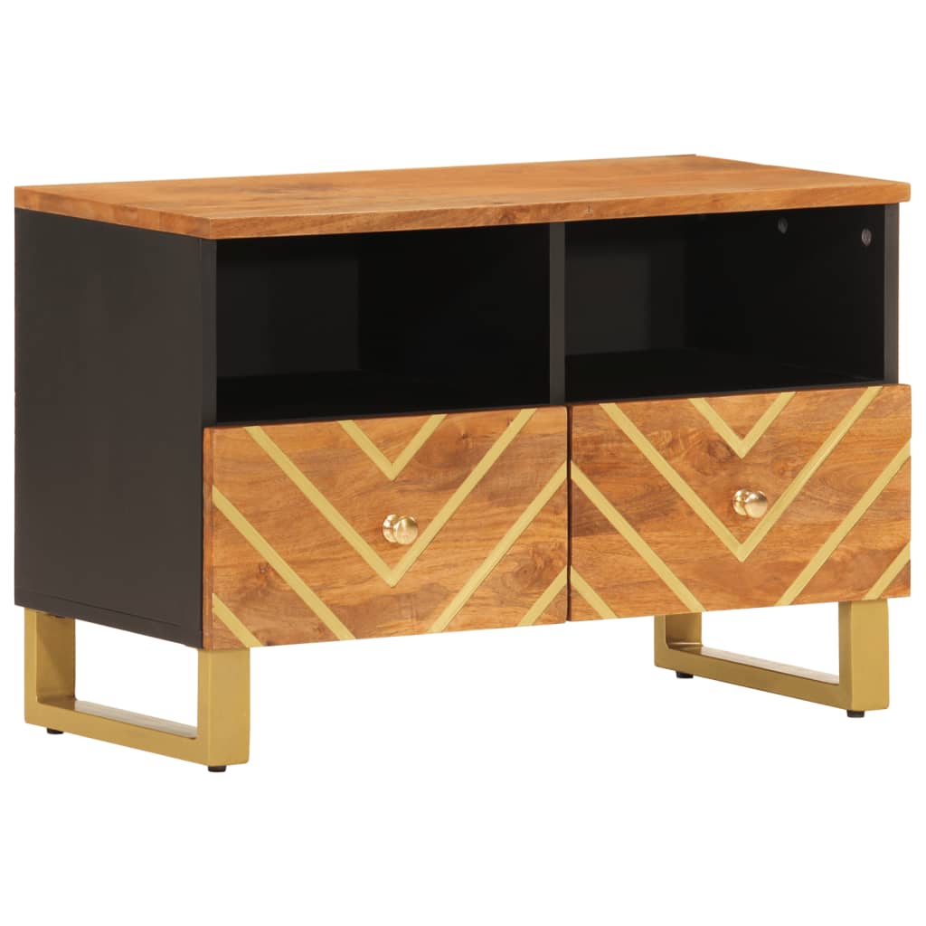 Mobile Porta TV Marrone e Nero 70x33,5x46 cm in Legno di Mango - homemem39