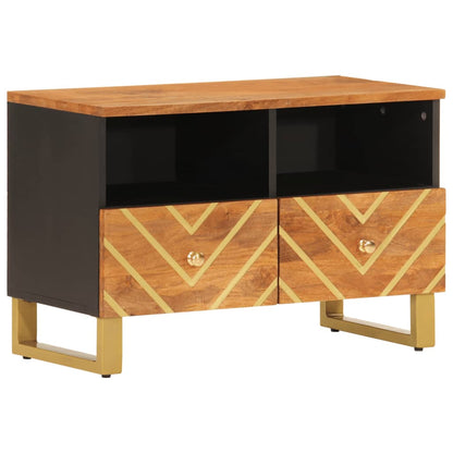 Mobile Porta TV Marrone e Nero 70x33,5x46 cm in Legno di Mango - homemem39