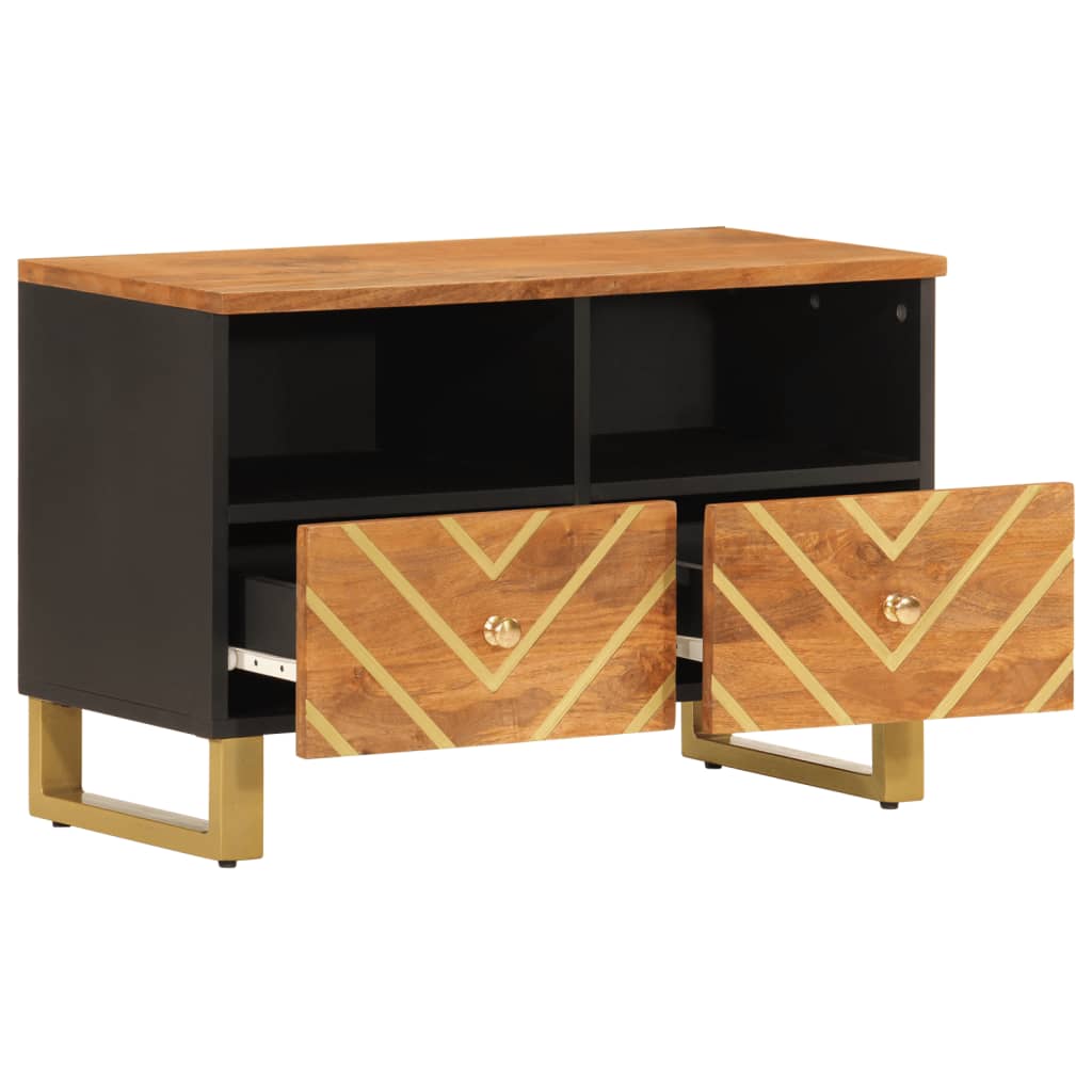 Mobile Porta TV Marrone e Nero 70x33,5x46 cm in Legno di Mango - homemem39