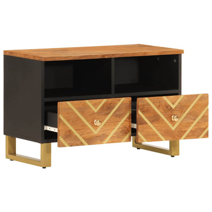 Mobile Porta TV Marrone e Nero 70x33,5x46 cm in Legno di Mango - homemem39