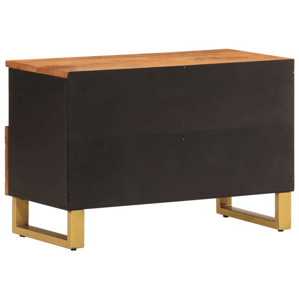 Mobile Porta TV Marrone e Nero 70x33,5x46 cm in Legno di Mango - homemem39