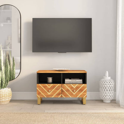 Mobile Porta TV Marrone e Nero 70x33,5x46 cm in Legno di Mango - homemem39