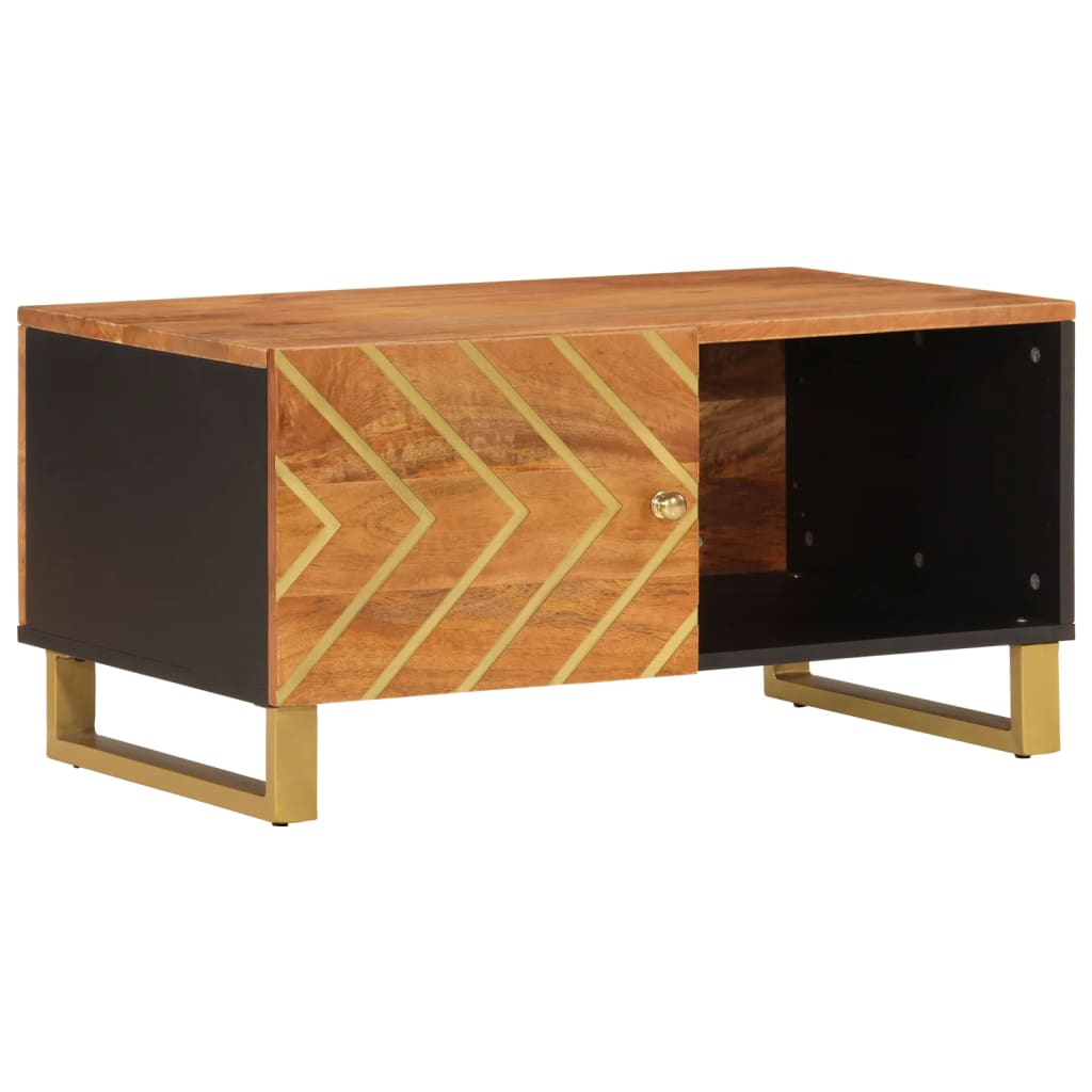 Tavolino da Salotto Marrone e Nero 80x50x40 cm Legno di Mango - homemem39