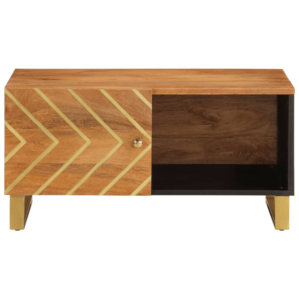 Tavolino da Salotto Marrone e Nero 80x50x40 cm Legno di Mango - homemem39