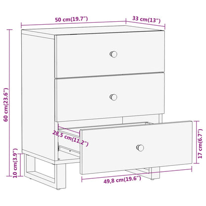 Comodino Nero 40x29x50 cm in Legno Massello di Mango - homemem39