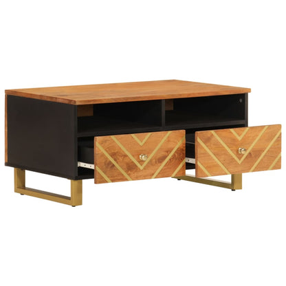 Tavolino da Salotto Marrone e Nero 80x54x40 cm Legno di Mango - homemem39