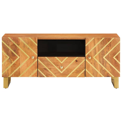 Mobile Porta TV Marrone e Nero 105x33,5x46 cm in Legno di Mango - homemem39