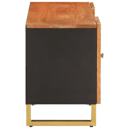 Mobile Porta TV Marrone e Nero 105x33,5x46 cm in Legno di Mango - homemem39