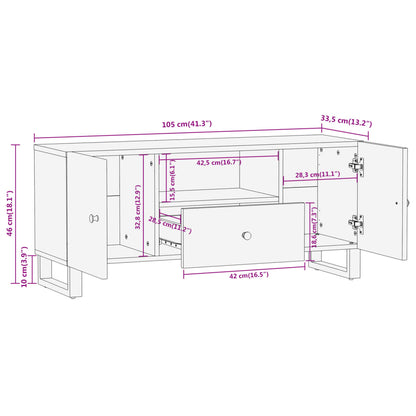 Mobile Porta TV Marrone e Nero 105x33,5x46 cm in Legno di Mango - homemem39