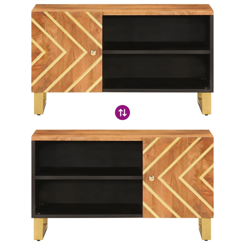 Mobile Porta TV Marrone e Nero 80x31,5x46 cm in Legno di Mango - homemem39