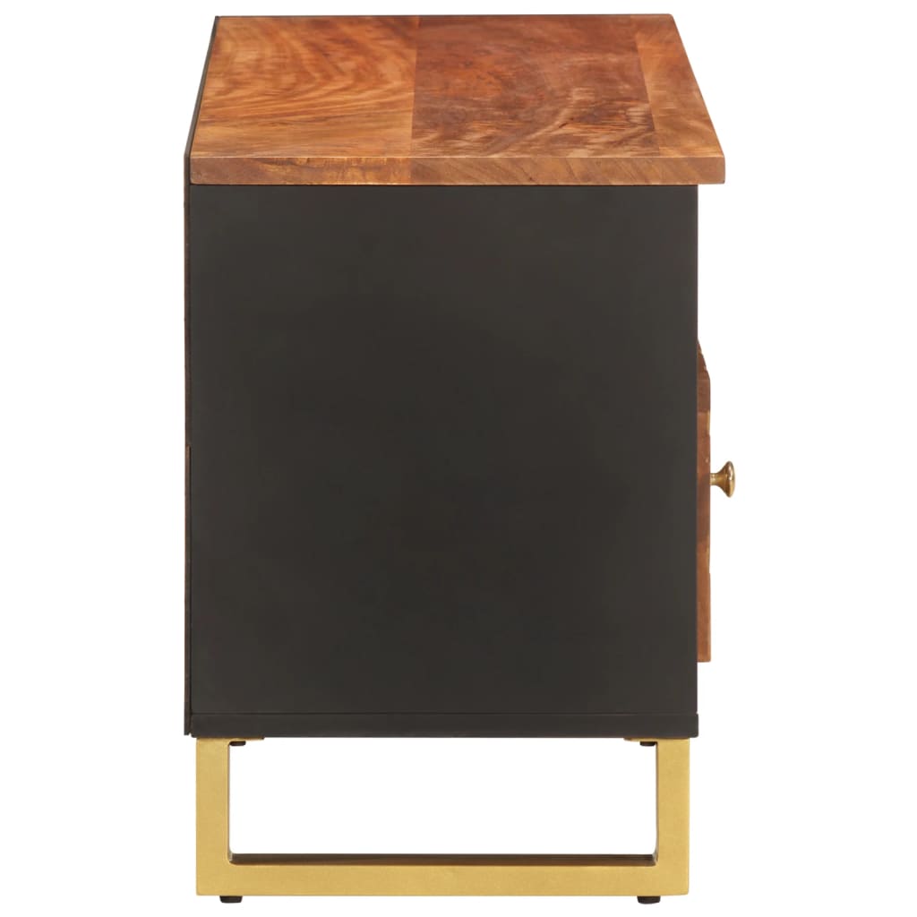 Mobile Porta TV Marrone e Nero 100x33,5x46 cm in Legno di Mango - homemem39