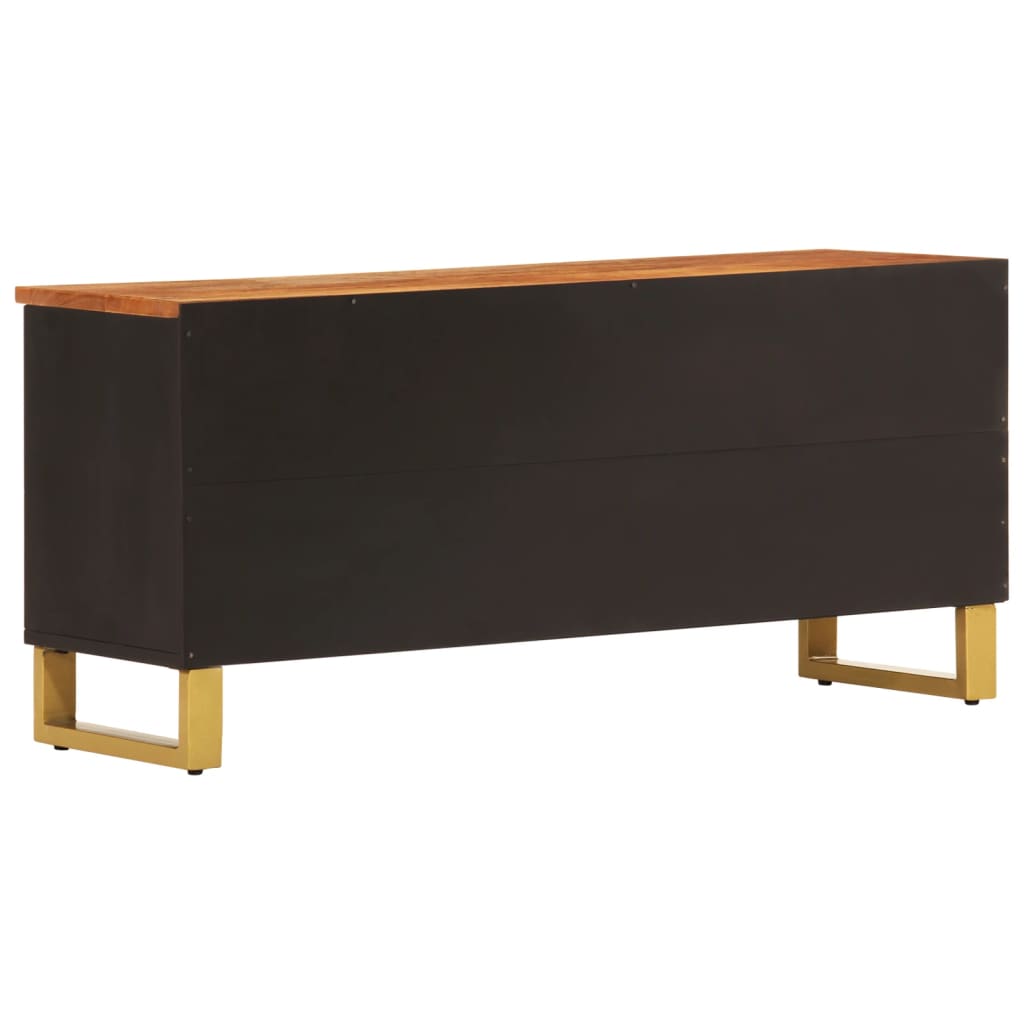 Mobile Porta TV Marrone e Nero 100x33,5x46 cm in Legno di Mango - homemem39