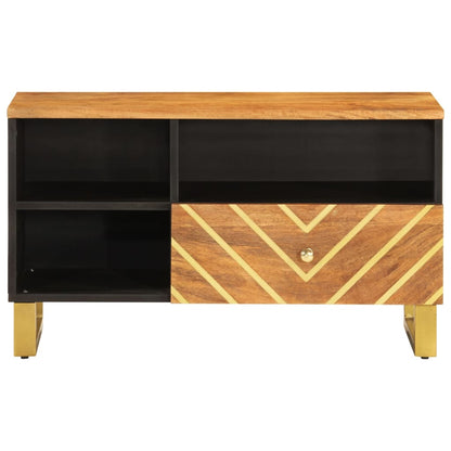 Mobile Porta TV Marrone e Nero 80x33,5x46 cm in Legno di Mango - homemem39