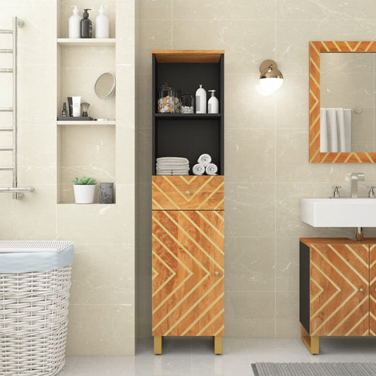 Mobile da Bagno Marrone e Nero 38x33,5x160 cm in Legno di Mango - homemem39