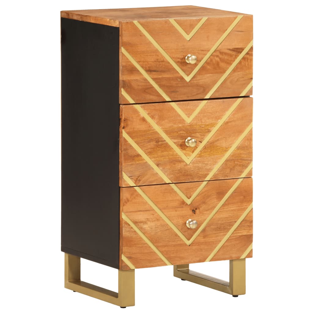 Credenza Marrone e Nera 40x33,5x75cm in Legno Massello di Mango - homemem39