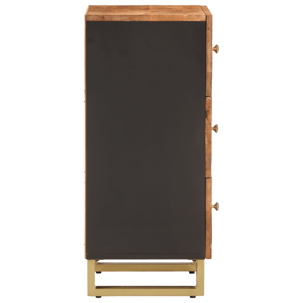 Credenza Marrone e Nera 40x33,5x75cm in Legno Massello di Mango - homemem39