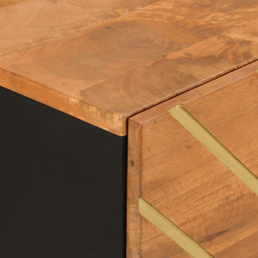 Credenza Marrone e Nera 40x33,5x75cm in Legno Massello di Mango - homemem39