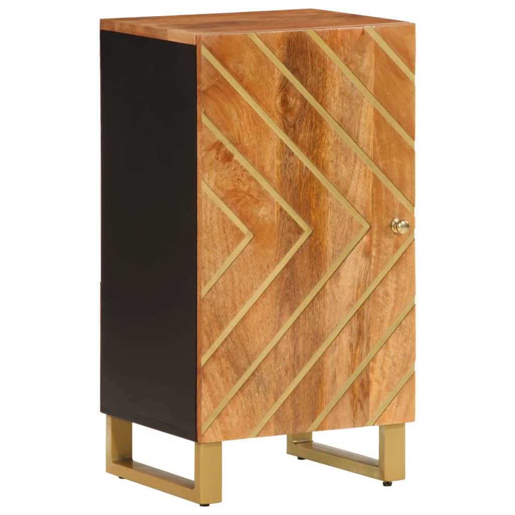 Credenza Marrone e Nera 40x33,5x75cm in Legno Massello di Mango - homemem39