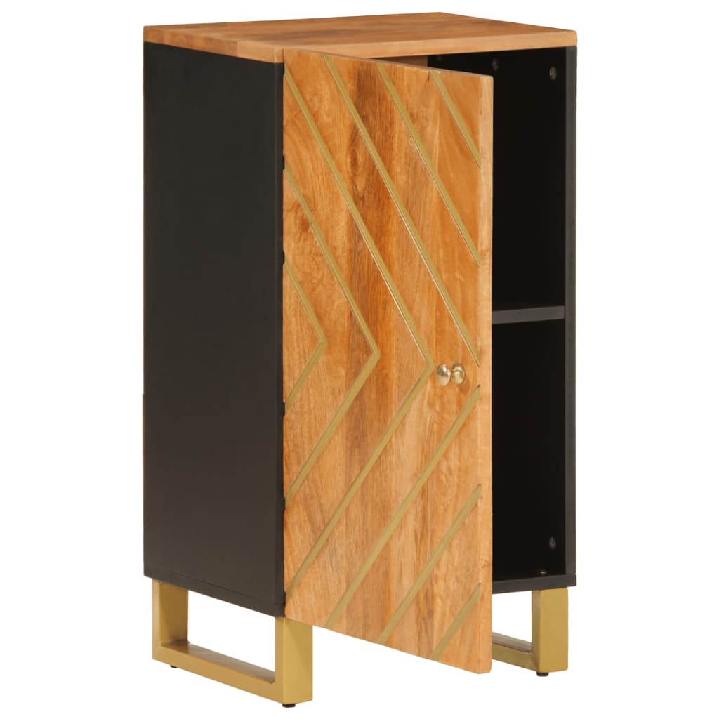 Credenza Marrone e Nera 40x33,5x75cm in Legno Massello di Mango - homemem39