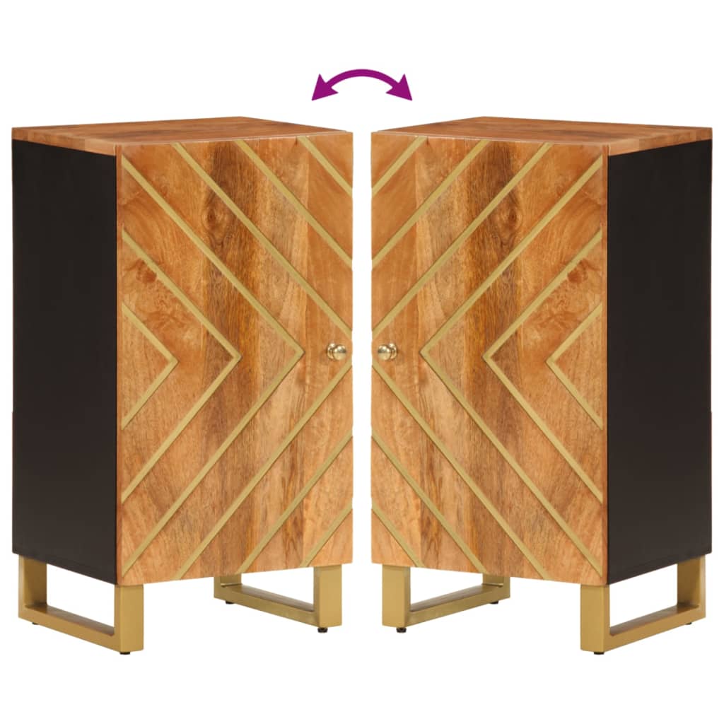 Credenza Marrone e Nera 40x33,5x75cm in Legno Massello di Mango - homemem39