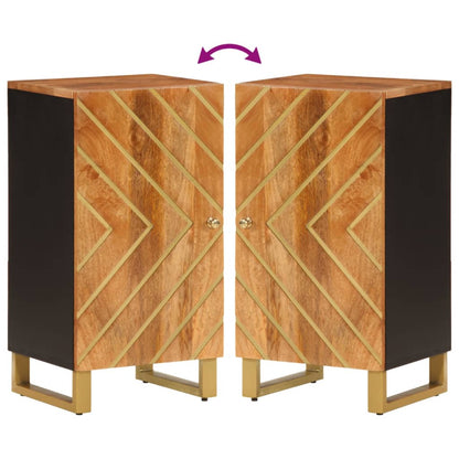 Credenza Marrone e Nera 40x33,5x75cm in Legno Massello di Mango - homemem39