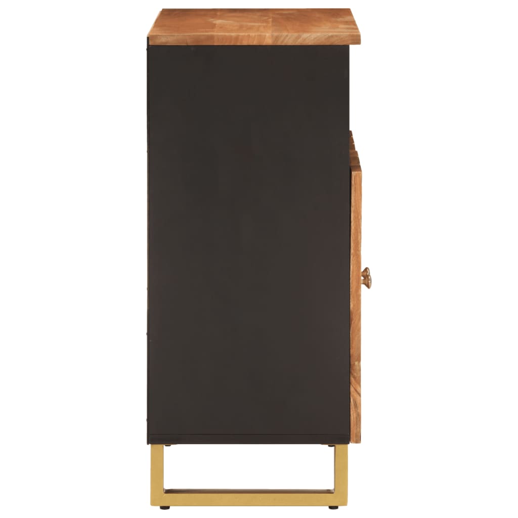 Mobiletto Marrone e Nero 60x33,5x75 cm Legno Massello di Mango - homemem39