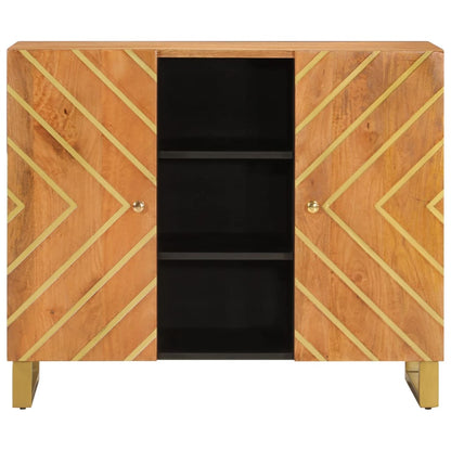 Credenza Marrone e Nera 90x33,5x75cm in Legno Massello di Mango - homemem39