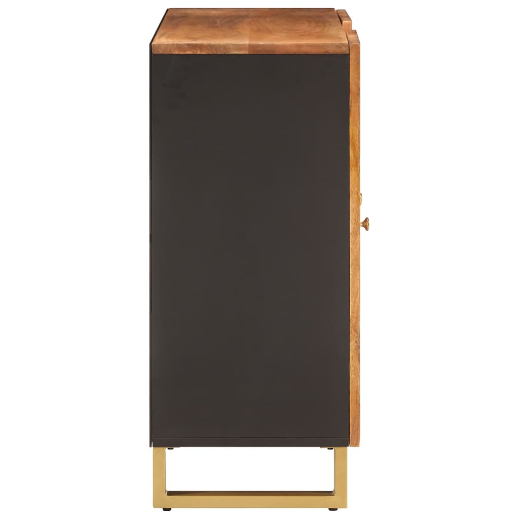 Credenza Marrone e Nera 90x33,5x75cm in Legno Massello di Mango - homemem39