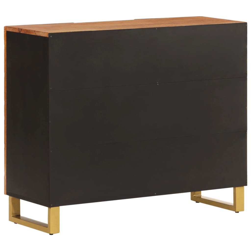 Credenza Marrone e Nera 90x33,5x75cm in Legno Massello di Mango - homemem39